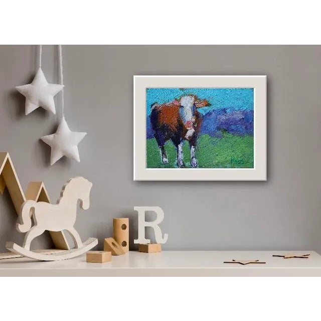 2020s Modern Abstract Cow Painting Small For Sale - Image 5 of 12