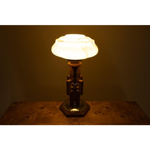 Metal 20th Century Art Deco Table Lamp, Poland, 1950s For Sale - Image 7 of 9