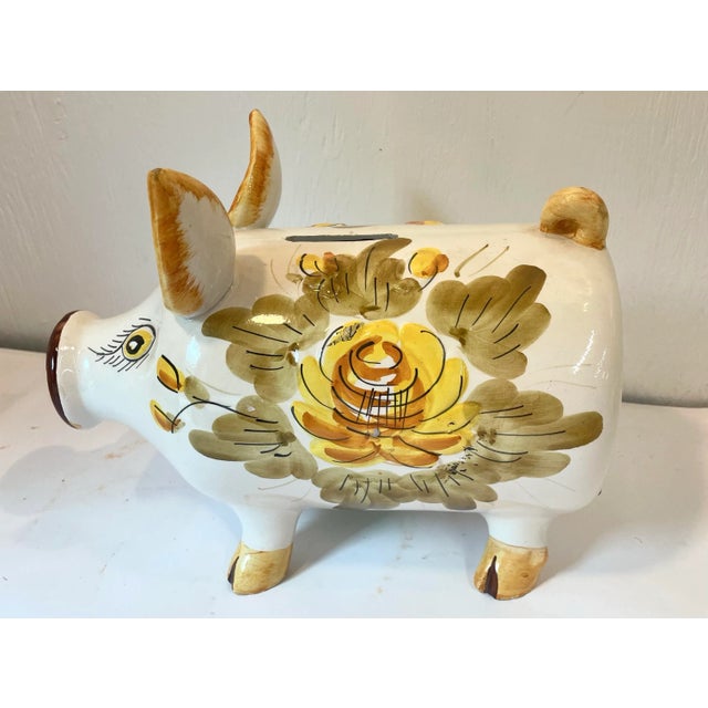 Vintage Italian Hand Painted Ceramic Piggy Bank For Sale - Image 4 of 11