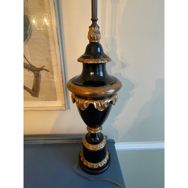 Large Black and Bronze Neoclassical Table Lamp by Theodore Alexander For Sale In Atlanta - Image 6 of 12