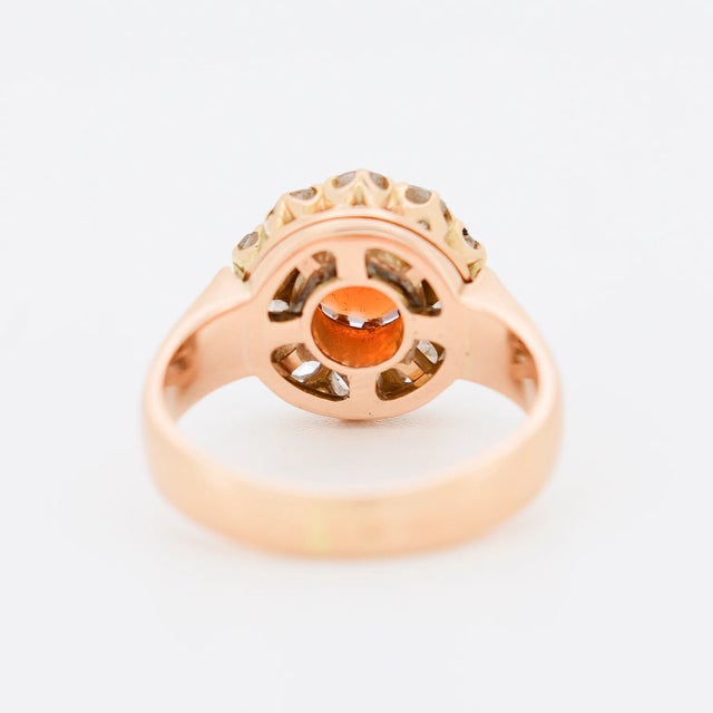 Early 20th Century Antique Marguerite Ring in Gold, Garnet and Diamonds, Size 6.75 For Sale - Image 5 of 6