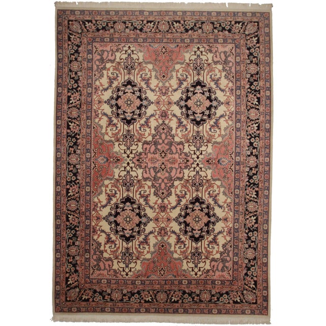 Romanian Vintage Persian Design Hand Knotted Rug For Sale