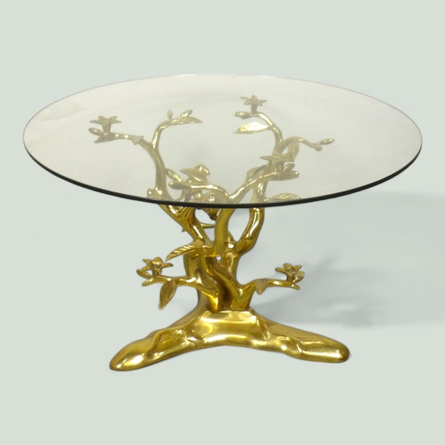 Bird Side Table in Brass with Glass Top by Willy Daro, 1970s For Sale - Image 6 of 9