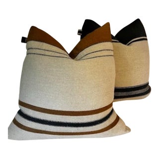 Pair of Luxury Libeco Belgian Linen & Wool 27” Euro Pillows With Rh Inserts For Sale