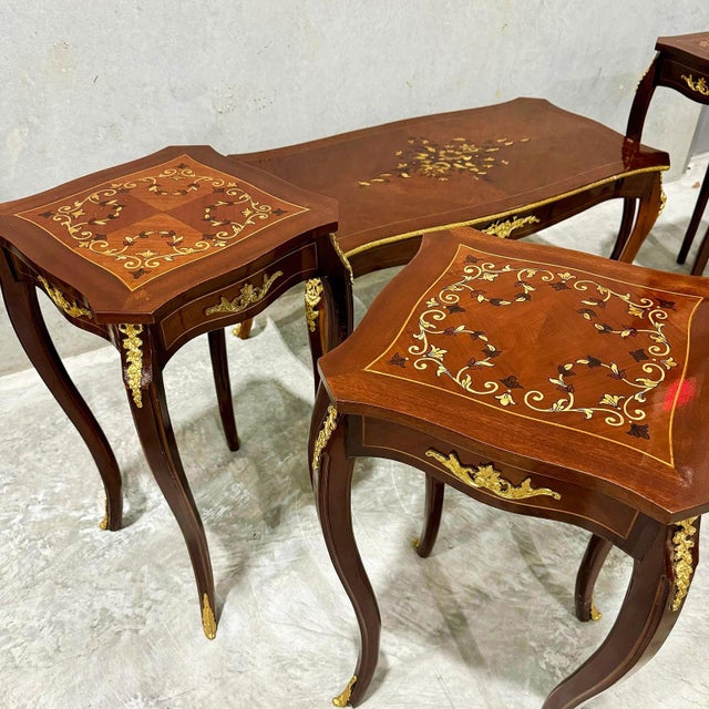 Table Set *5 Pieces* French Style Side Tables For Sale - Image 4 of 6