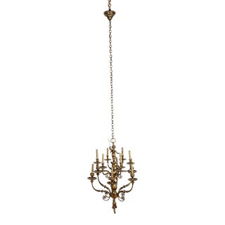 1930s Cast Brass Chandelier Fixture With Cherub For Sale