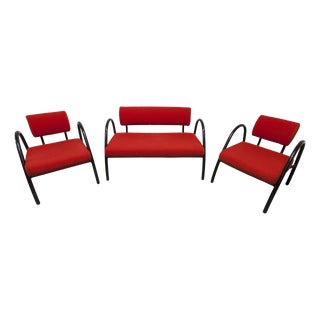 Red Sofa and Armchairs, 2001, Set of 3 For Sale