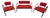 Red Sofa and Armchairs, 2001, Set of 3 For Sale