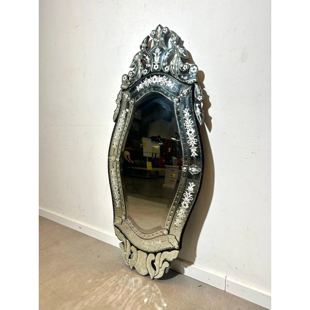 Venetian Etched Glass Wall Mirror For Sale - Image 5 of 5