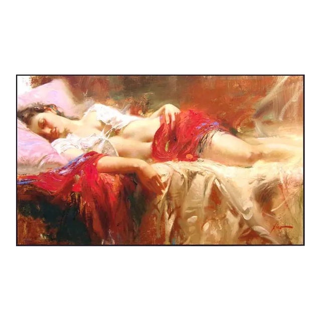 Pino "Restful" Stretched Canvas Hand Signed & Embellished For Sale