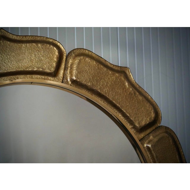 Metal Italian Murano Gold Art Glass and Brass Wall Mirror, 2000 For Sale - Image 7 of 11