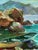 Turquoise Oil Painting the Boat Is Moored on the Shore Yuriy Suprunchuk For Sale - Image 8 of 11