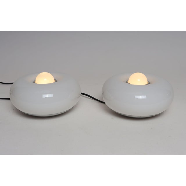 1970s Vintage Lamperti Italian Murano Glass and Chrome Guscio Table Lamps - a Pair For Sale - Image 5 of 16