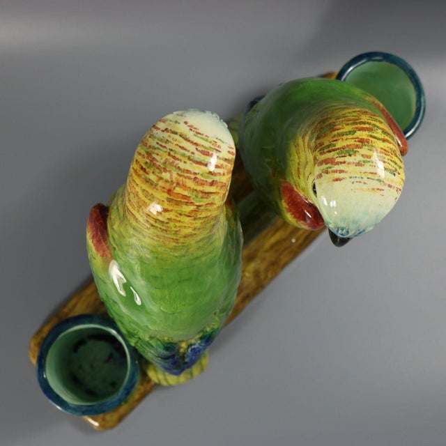 Rare Delphin Massier Parrots Figural Vase For Sale - Image 9 of 18
