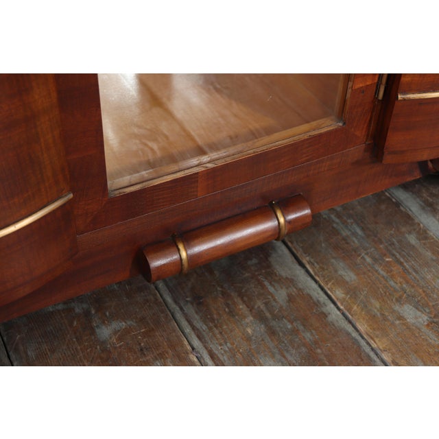 1930s Art Deco Walnut Sideboard with Glazed Display Cabinet, 1930 For Sale - Image 5 of 18