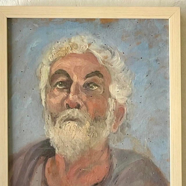 Vintage Boho Signed Original Oil Portrait on Board For Sale - Image 10 of 12