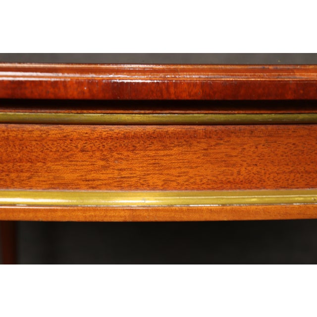 Superb French-Made Maison Jansen Attributed Brass Mounted Mahogany Dining Table For Sale - Image 9 of 11