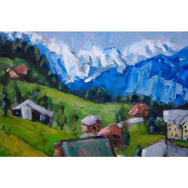 Contemporary "Swiss Alps, Switzerland" Contemporary Landscape Oil Painting For Sale - Image 3 of 12