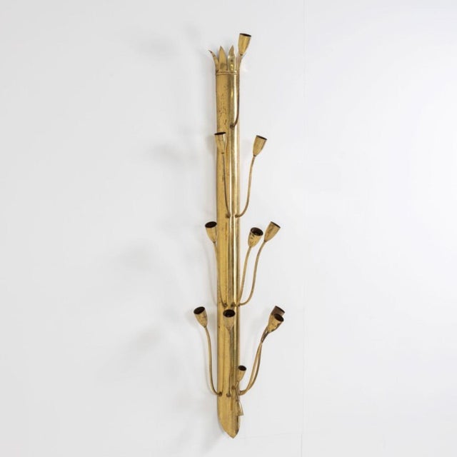 Mid-20 Century Single Large Twelve Light Brass Wall Sconce For Sale - Image 17 of 18