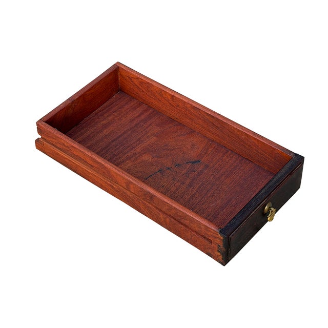 Vintage Brown Wood Patina Deep Wide Side End Table Nightstand Cabinet For Sale - Image 9 of 10