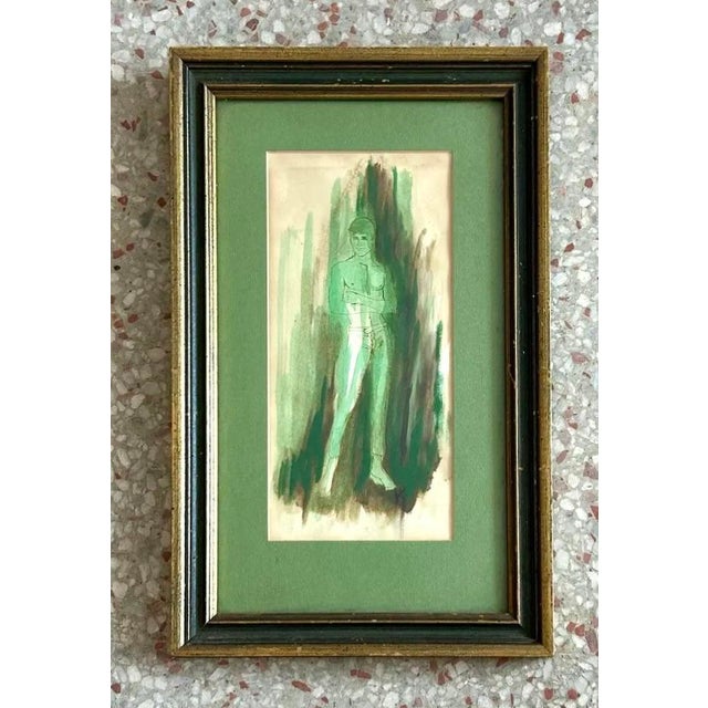 Vintage Boho Portrait of Man on Paper For Sale - Image 4 of 5