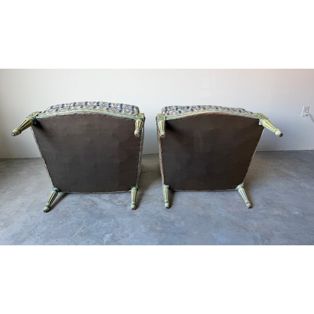 1970s Pair of French Louis XVI Style Carved Wood Armchairs For Sale - Image 16 of 18