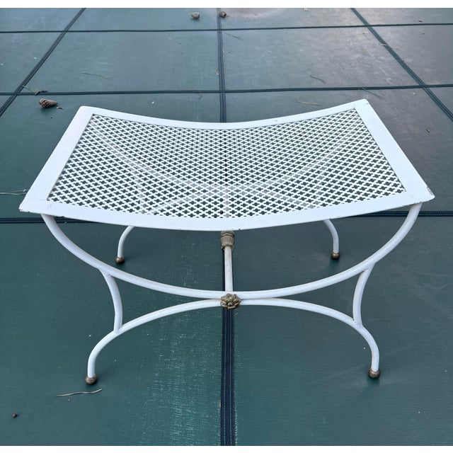 Vintage Mid Twentieth Century Italian Wrought Iron Patio Bench For Sale - Image 6 of 9