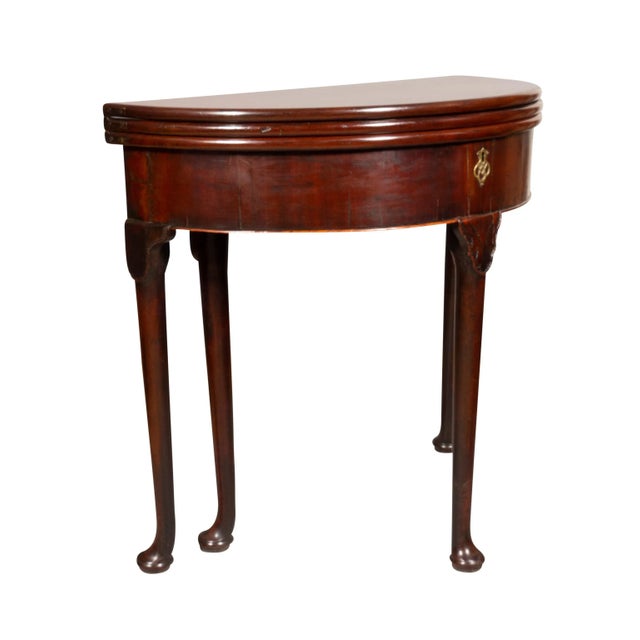 George II Mahogany Triple Top Demilune Games Table For Sale - Image 9 of 12