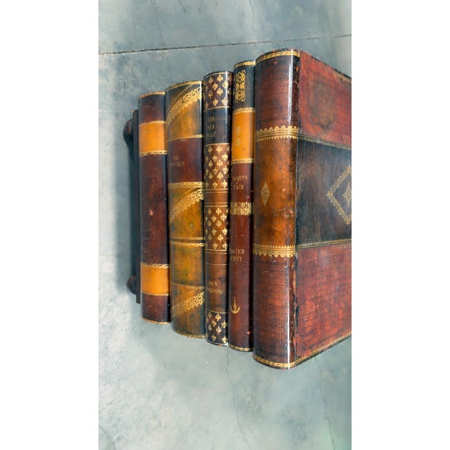 Mid 20th Century Maitland-Smith Stacked Leather Faux Books Side Table/Coffee Table With Drawers. For Sale - Image 11 of 12