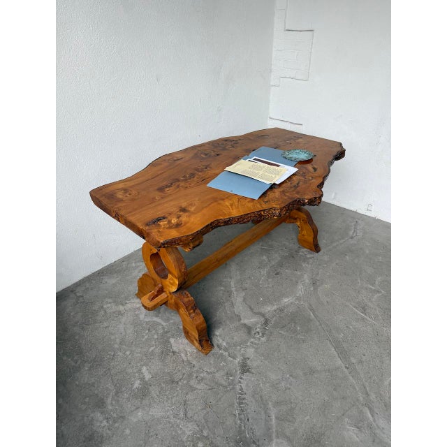 Folk Art Handcrafted Elm Table, 1950s For Sale - Image 9 of 18