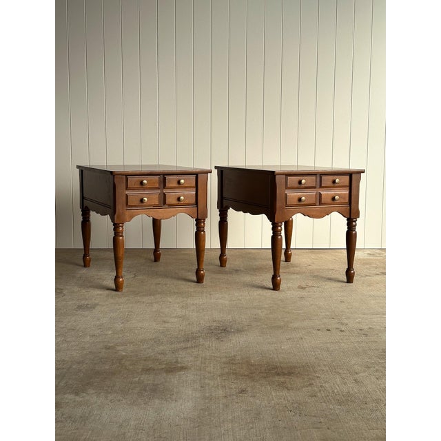 Vintage Mersman Scalloped Maple Side Tables, Pair For Sale In Greensboro - Image 6 of 11