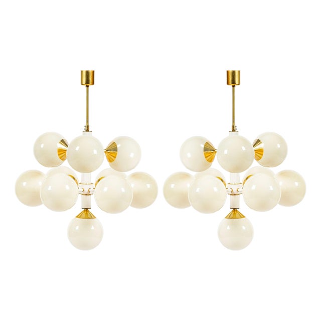 1970s Mid-Century Modern Sputnik Chandeliers by Szarvasi, Hungary - a Pair 3 Available For Sale