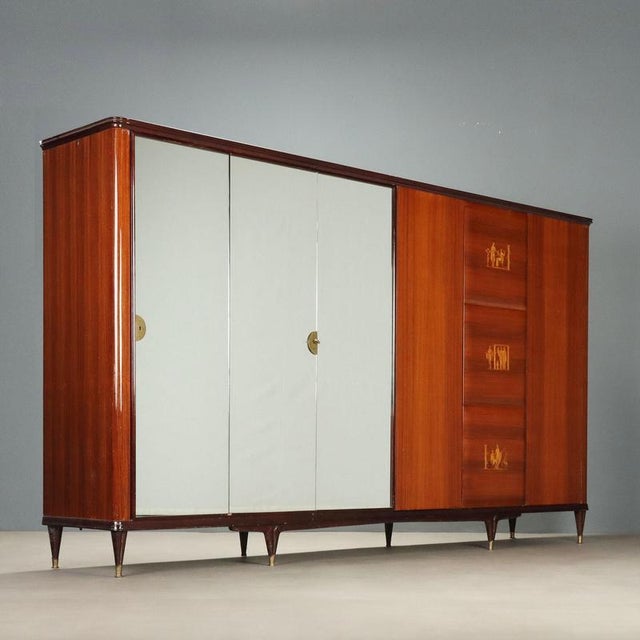 Italian Wardrobe in Wood Veneer, 1950s For Sale - Image 16 of 16