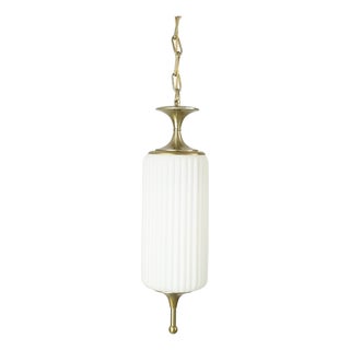 Italian Opaline Glass & Nickel-Plated Metal Pendant Lamp from Reggiani, 1960s For Sale