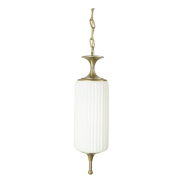Italian Opaline Glass & Nickel-Plated Metal Pendant Lamp from Reggiani, 1960s For Sale