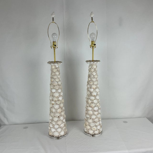 Pair of Coastal Seashell Table Lamps-Nautical Decor For Sale - Image 13 of 14