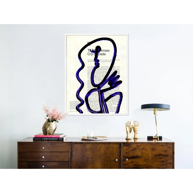 Contemporary Purple Face 3 by Virginia Chamlee in White Frame, Medium Art Print For Sale - Image 3 of 4