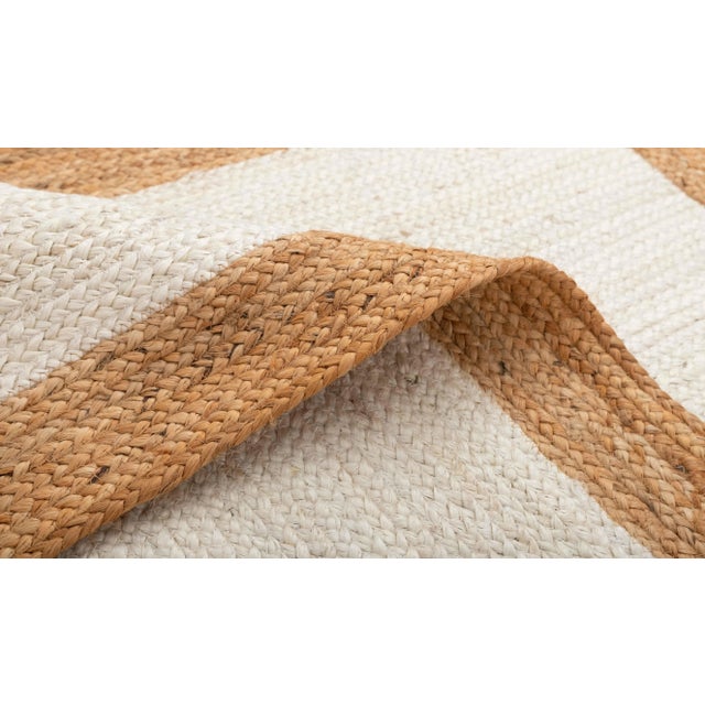 Gold Natural Gold With White Jute Handwoven Boho Area Rug 10x12 Ft. For Sale - Image 8 of 11