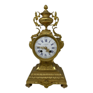 Antique French Ormolu Gilt Bronze Dore Mantle Clock Retailed by j.n. Masters