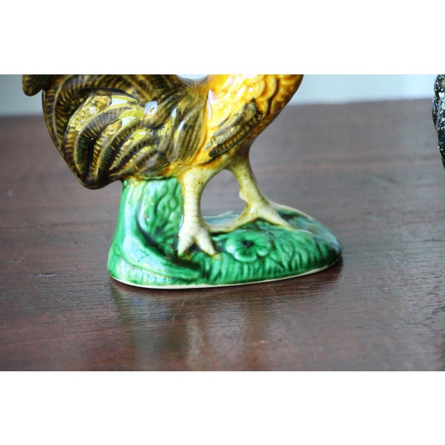Portuguese Vintage Rooster and a Chicken Figurines - a Pair For Sale - Image 9 of 13