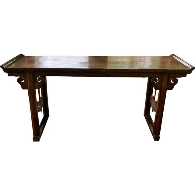 19th Century Chinese Hand-Carved Altar Console Table For Sale - Image 9 of 9