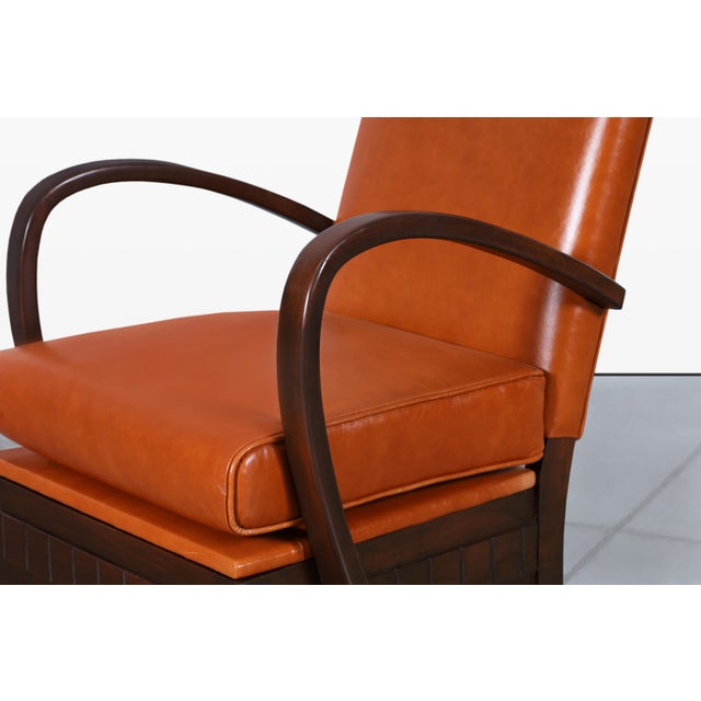 Chocolate Vintage French Art Deco Leather and Walnut Lounge Chairs, 1940s For Sale - Image 8 of 14