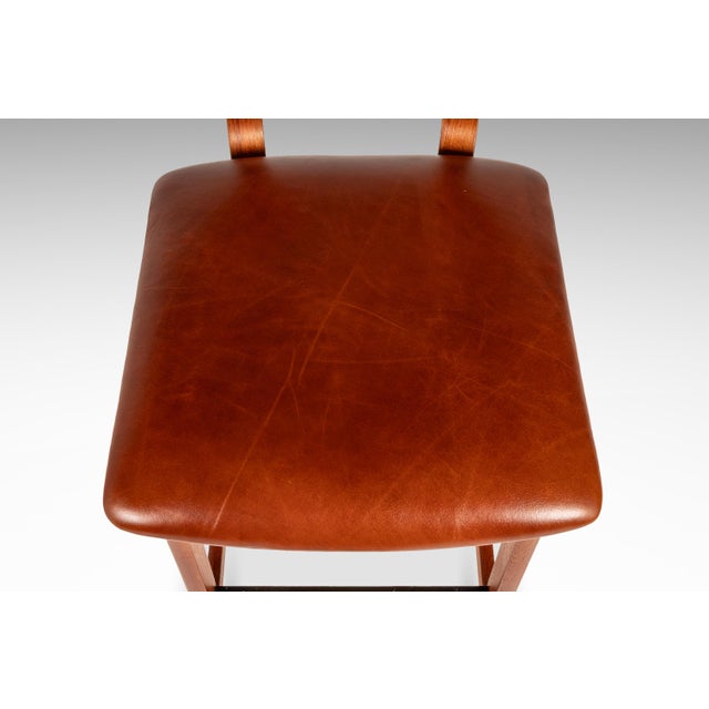 Rare Mid-Century Danish Modern Barstool in Teak & Leather by Knud Bent for Korup Stolefabrik, Denmark, C. 1960s For Sale - Image 11 of 18