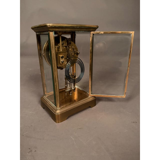Late 19th Century French Crystal Regulator Clock With Brass Case, Circa 1890 For Sale - Image 9 of 17