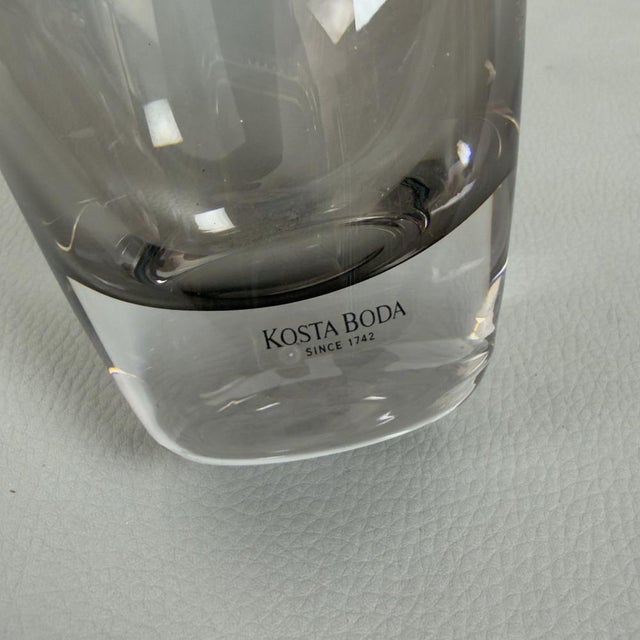 Blue 20th Century Modern Smoked Green Water Glass Vase by K Engman for Kosta Boda For Sale - Image 8 of 11