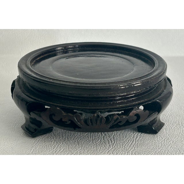 Vintage Cloisonné Vase Earth Tones With Carved Wooden Base For Sale - Image 12 of 16