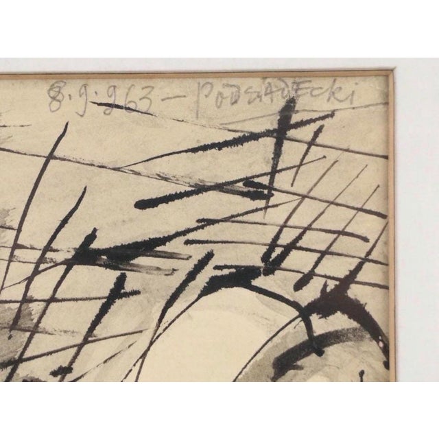 Mid 20th Century Mid 20th Century Expressionist Ink Painting of Figure and Cat by Kazimierz Podsadecki For Sale - Image 5 of 7