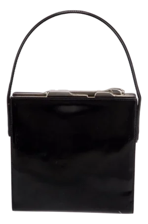 21st Century Cartier Panthère Panther Black Patent Leather Top Handle Handbag Shoulder Clasp