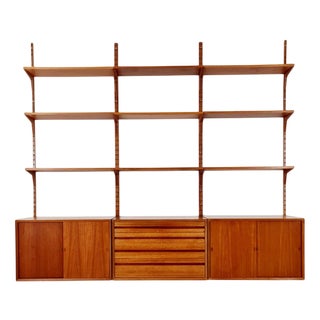Large Mid-Century Danish Teak Wall Unit with 3 Cabinets by Poul Cadovius for Cado, Denmark, 1960s For Sale