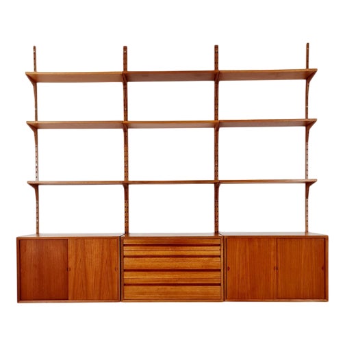 Large Mid-Century Danish Teak Wall Unit with 3 Cabinets by Poul Cadovius for Cado, Denmark, 1960s For Sale
